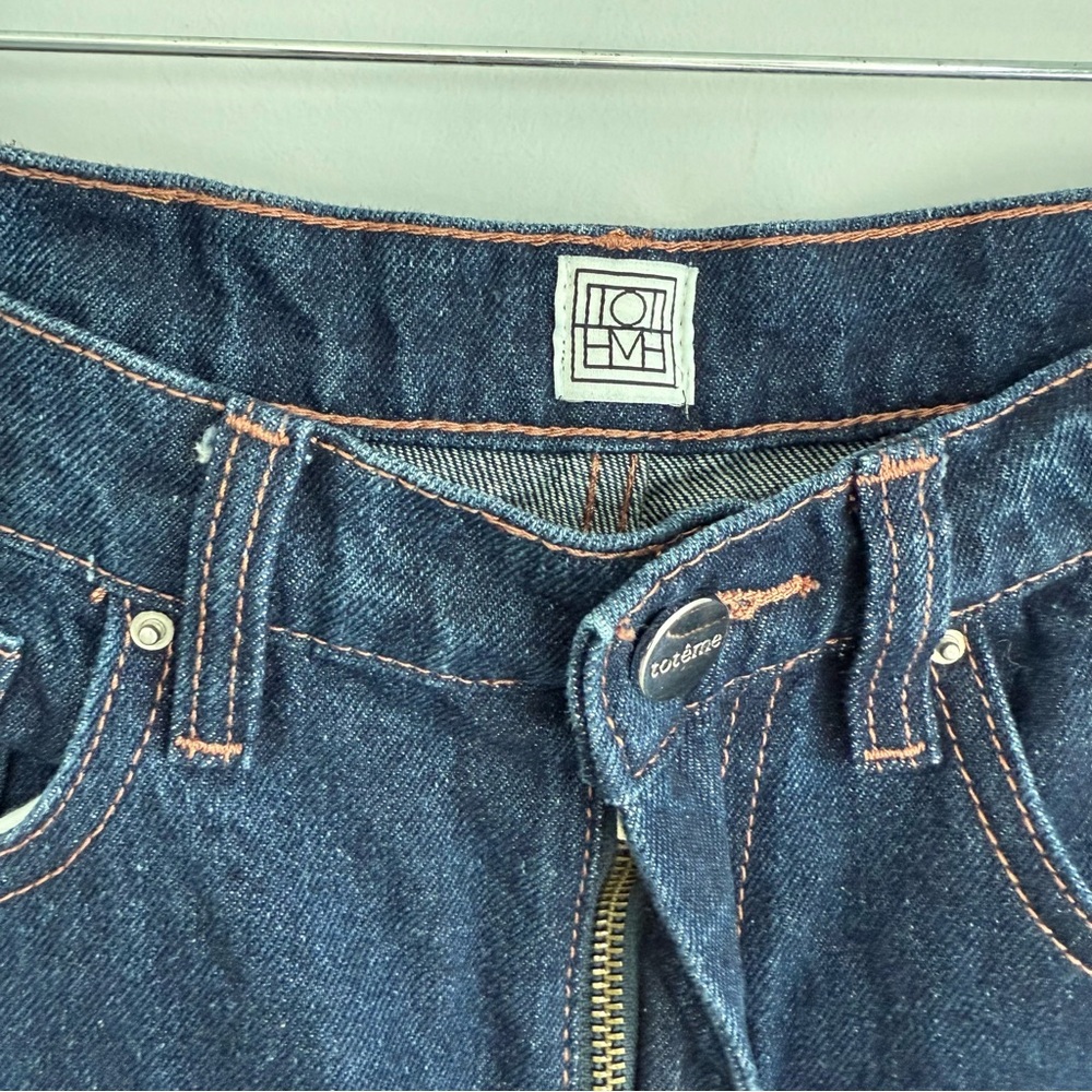 Totême Barrel Leg Jeans Raw Blue Wash 26 Organic Cotton High Rise Made in Italy - Picture 8 of 16